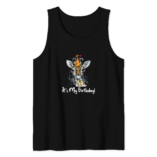 Giraffe Pet Good Time Giraffes Party Animal Its My Birthday Tank Tops