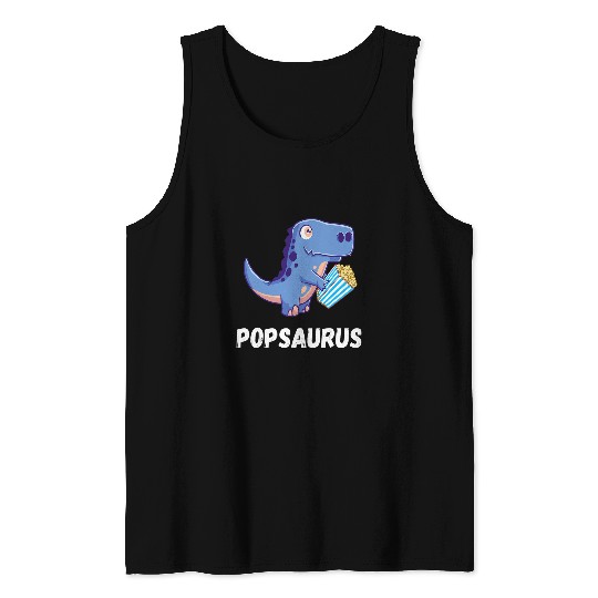 Dinosaur Pet Popcorn Dino TRex Saurus Watching Movies Popcorn Lover Tank Tops