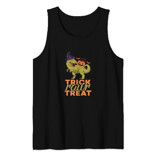 Dinosaur Pet Trick Rawr Treat Tyrannosaurus rexs Dinosaur Halloween Dino Tank Tops