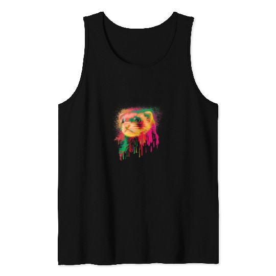 Ferret Pet Water Art Weasel Animal Furry Ferret Tank Tops
