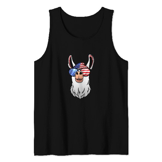 Llama Pet Gift Men Women USA Patriotic 4th Of July 21 Tank Tops