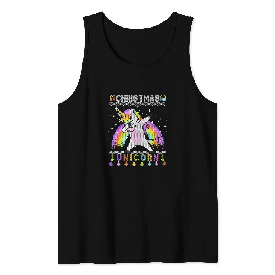 Unicorn Pet Merry Christmas Unicorn Rainbow Happy xmass Holiday 69 Tank Tops
