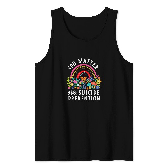 suicides Prevention 988 Ribbon Rainbow You Matter 988 suicides Prevention Awareness Ribbon 23 Tank Tops