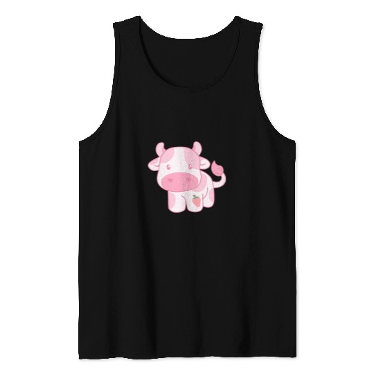 Cow Pet Strawberry Cow Cute Pink Pastel Tank Tops