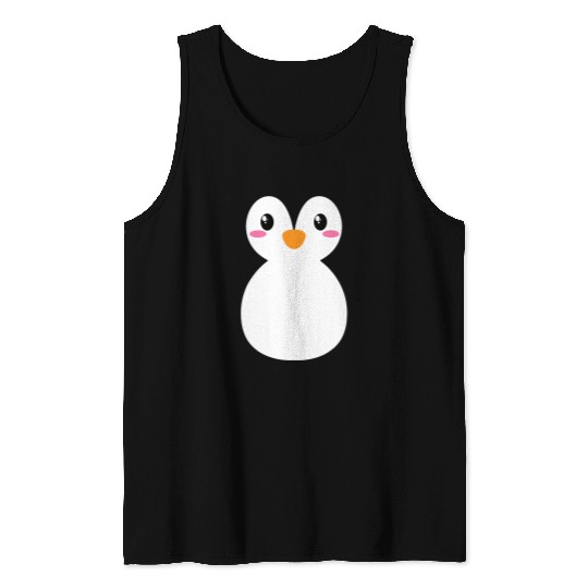 Penguin Pet Face Design or Easy Costume Black Tank Tops