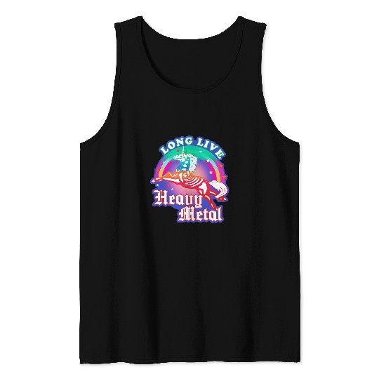 Unicorn Pet Funny Rainbow Skeletons Unicorn Heavy Metal Music Festival Tank Tops