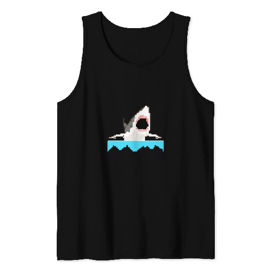 Shark Pet Pixel Art Pixel Shark Scuba Diving Retro Gamer 15 Tank Tops