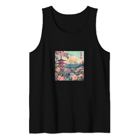 Japanese Sakura Garden Geisha Mount Fuji Cherry Blossom 27 Tank Tops
