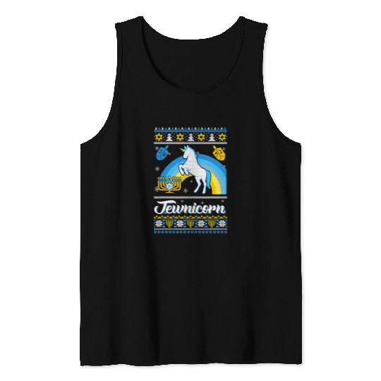 Unicorn Pet Funny Ugly Hanukkah Christmas Unicorn Jewnicorn Tank Tops