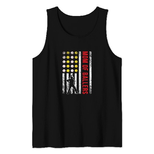 American Flag Baseball Lover Mom Softball Team Coachs Player Tank Tops