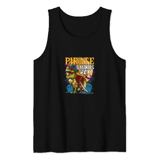 Dinosaur Pet Tyrannosaurus rexs 2Funny Pirate Halloween saurusrex Tank Tops