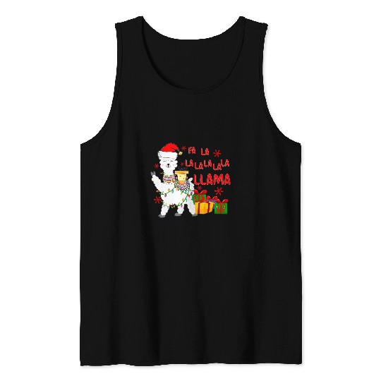 Llama Pet Santa Christmas Fa La La Llama Matching Family Tank Tops