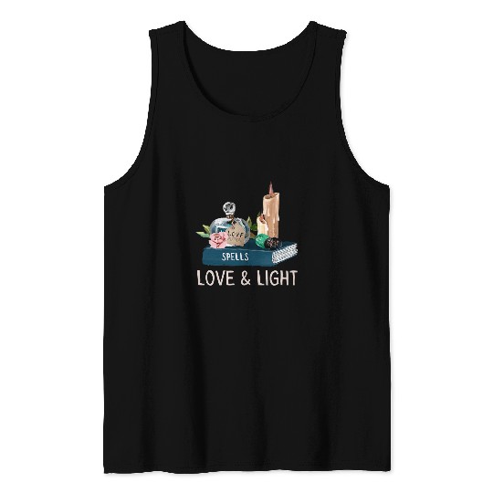 Book Fun Wicca Gift White Magic Tee White Witch Pagan Spell Book Jade Tank Tops