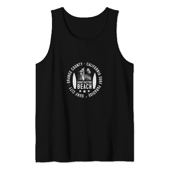Huntington Beach Surf City Lifeguard Tower vintages Badge Tank Tops