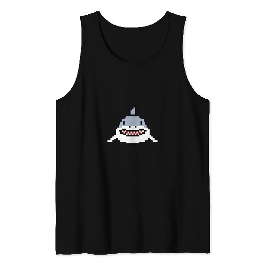 Shark Pet Pixel Art Pixel Shark Scuba Diving Retro Gamer 23 Tank Tops