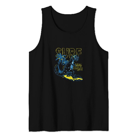 Dinosaur Pet Surf Trendy TRex Surfing Hang Loose Tank Tops