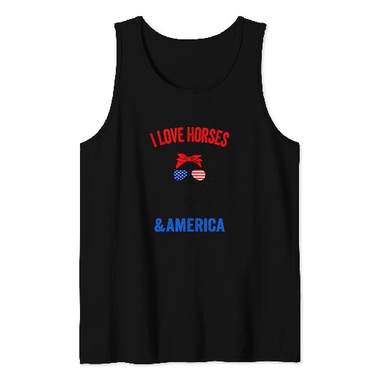 Horse Pet Patriotic Horse American Sun Glasses 4th Of July Women Kids Tank Tops