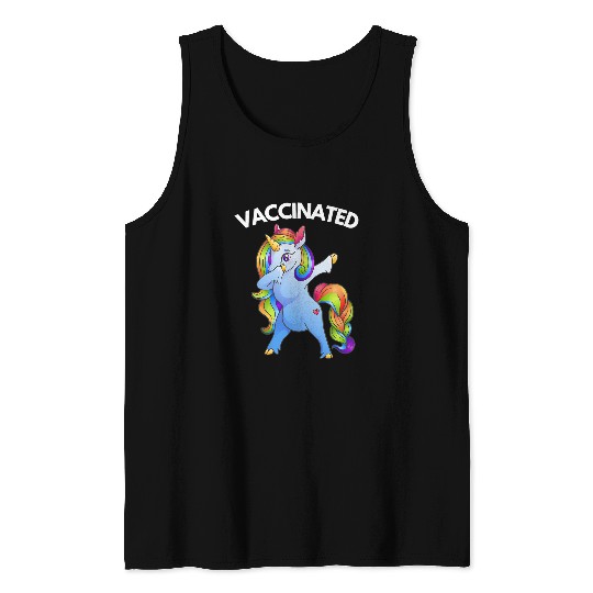 Unicorn Pet Vaccinated  rainbow unicorn multi colored Tank Tops