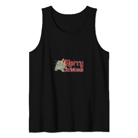Dinosaur Pet Merry Christmas Triceratops Dinosaur xmass Dino Tree Tank Tops