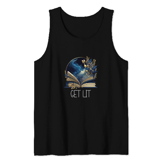Book Fun Lets Get Lit Book Get Lost in a Book SignFloral Book Tank Tops