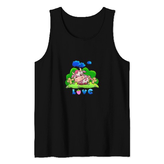 Cow Pet Strawberry Cow Design 17 Tank Tops