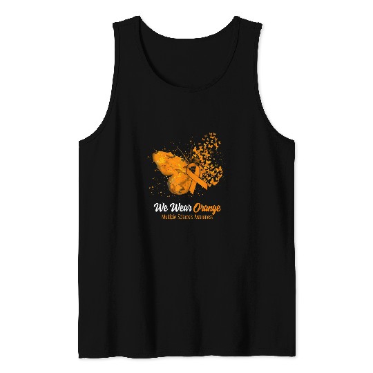 Multiple Sclerosis Ribbon We Wear Orange Multiple Sclerosis Awareness Butterfly Tank Tops