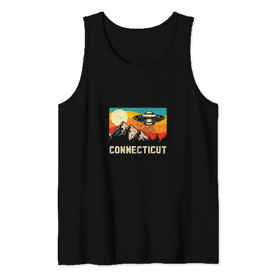 Aliens UFO Connecticut UFO Alien Spaceship Mountains Retro Hiking Tank Tops