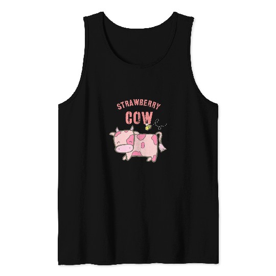 Cow Pet Strawberry Cow Kawaii Cow Pink Cow Tank Tops