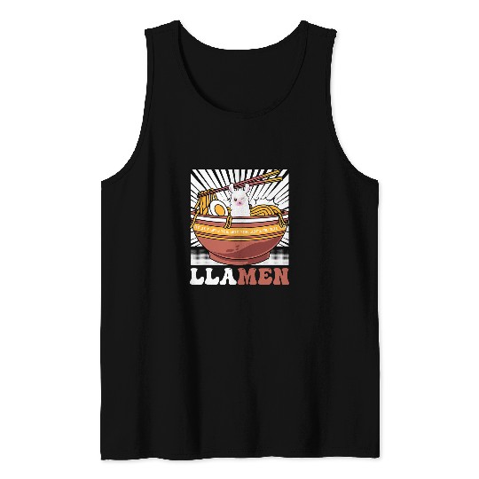 Llama Pet vintages Ramen Japanese Noodles Pho Bowl Anime 9 Tank Tops