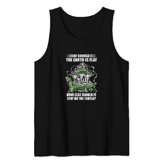 Elephant Mammal KV9 Turtle Flat Earth Funny Turtle Elephants Science Scientist Fan Tank Tops
