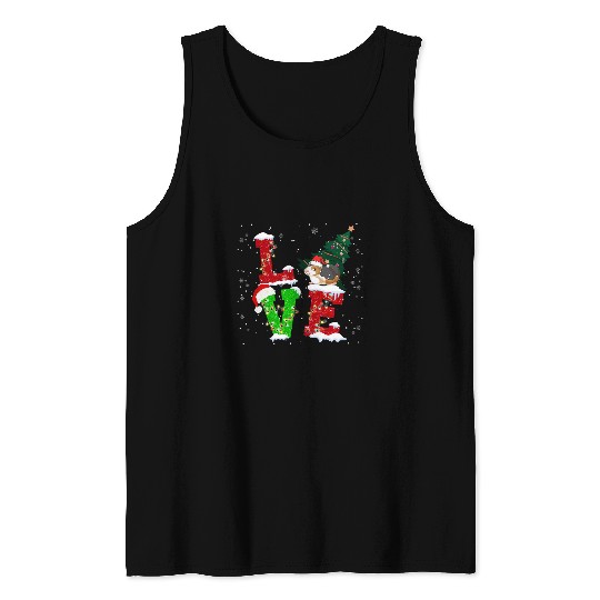 Guinea Pig Pet Love Guinea Pig Christmas Lights Santa Funny xmass Pajama Tank Tops