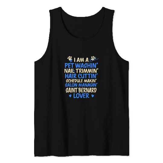 Saint Bernard Pet Dog Groomer Saint Bernard Lover Funny Dog Grooming Humor Tank Tops