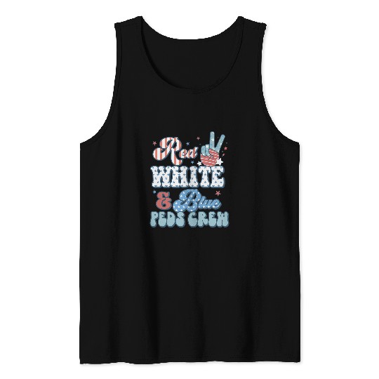nurses Job Peds nurses 4th of July Red White Blue Peds Crew Tank Tops