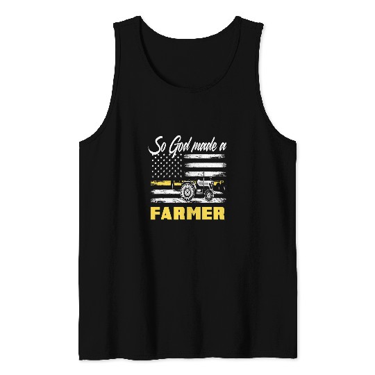 Tractor Fun driving God Made A Farmer American Flag Tractor Farmer Tank Tops