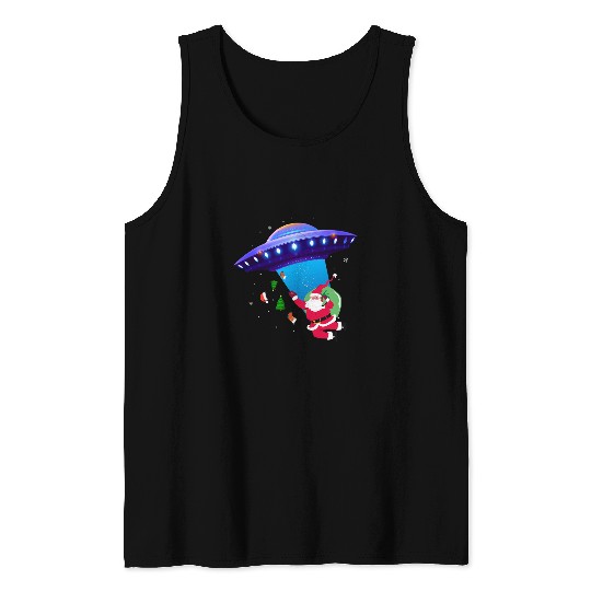 Aliens UFO Didnapped Santa Claus Funny Alien Abduction Tank Tops