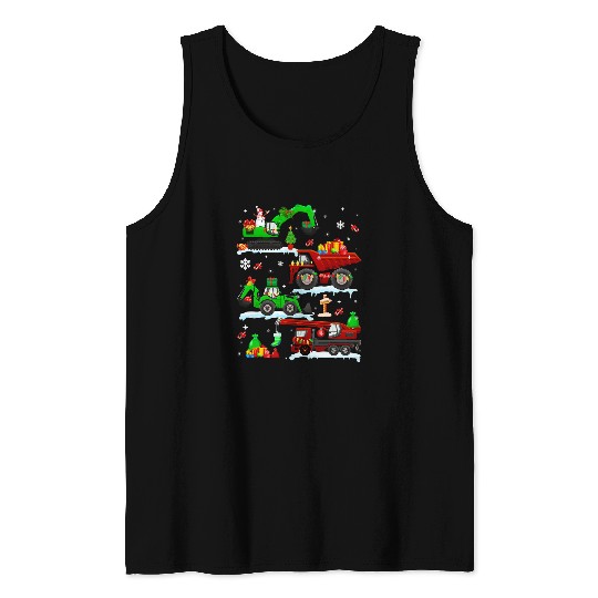 Excavator Fun Construction Vehicle Christmas Red Truck Boys Kids Toddler Tank Tops