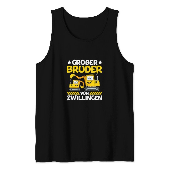 Excavator Fun Kids Big Brother Twin Excavator Brother Vehicles Children Tank Tops