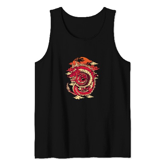 Dragon Pet Japanese Asian Chinese Dragon Mystical Tank Tops