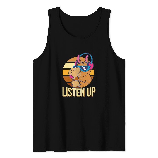 Llama Pet vintages Llama Retro Style Alpaca Headphones Lollipop Tank Tops