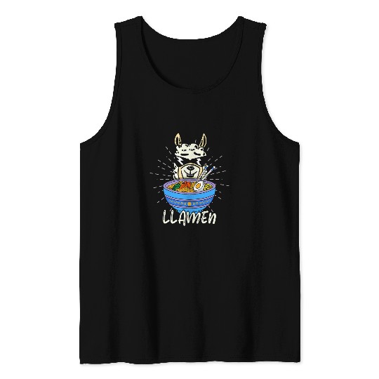 Llama Pet vintages Ramen Japanese Noodles Pho Bowl Anime Tank Tops