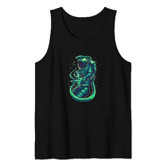 Aliens UFO Cool Astronaut Floating In Space Galaxy Alien Astro Tank Tops