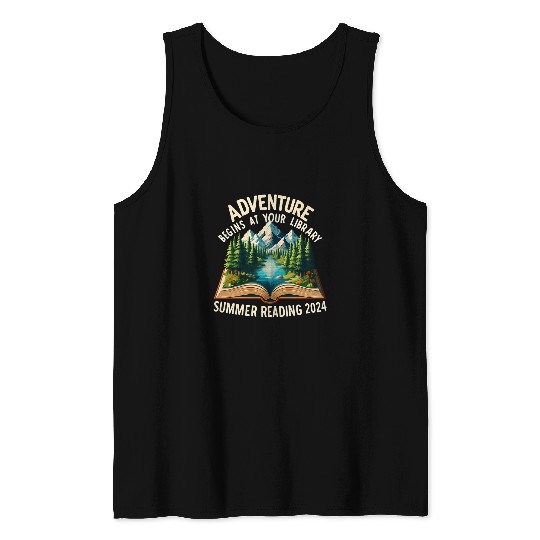 Book Fun Adventure Begins At Your Library Summer Reading Book Lovers Tank Tops