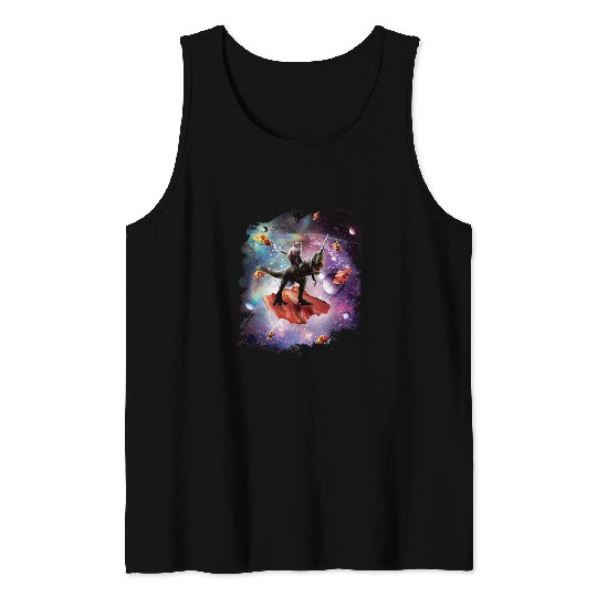 Unicorn Pet Space Cat Riding Dinosaur Unicorn Bacon Tacos Tank Tops