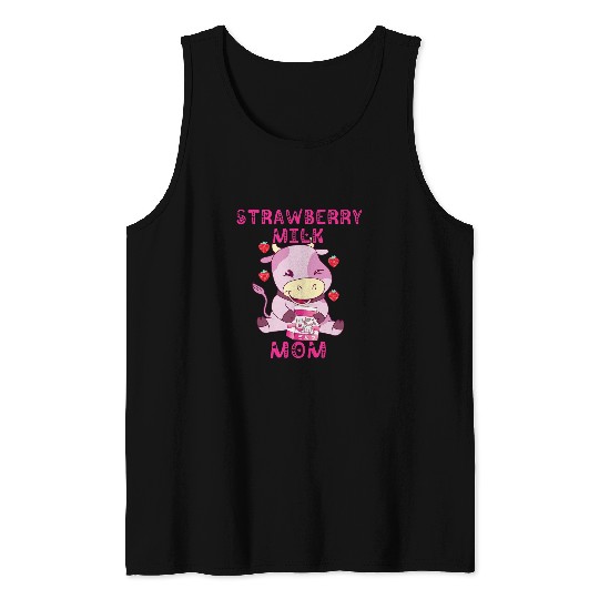 Cow Pet Strawberry Milk Mom Strawberry Shake Mother Pink Cow Tank Tops