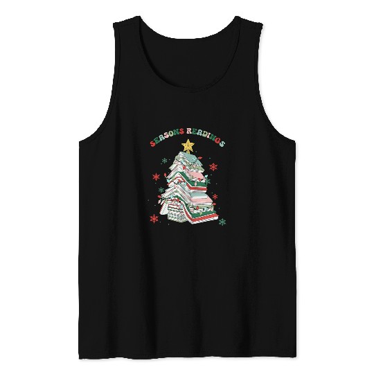 Book Fun Retro Seasons Readings Librarian Teacher Christmas Book xmass Tank Tops