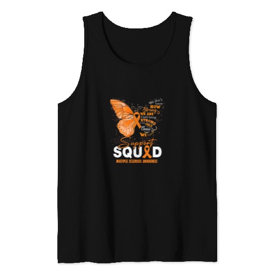 Multiple Sclerosis Ribbon We Wear Orange Butterfly Tank Tops