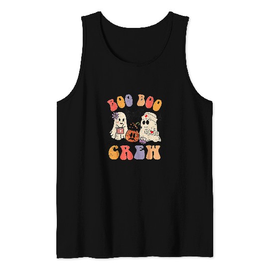 nurses Job Halloween Boo Boo Crew nurses Scared Mummy Tank Tops