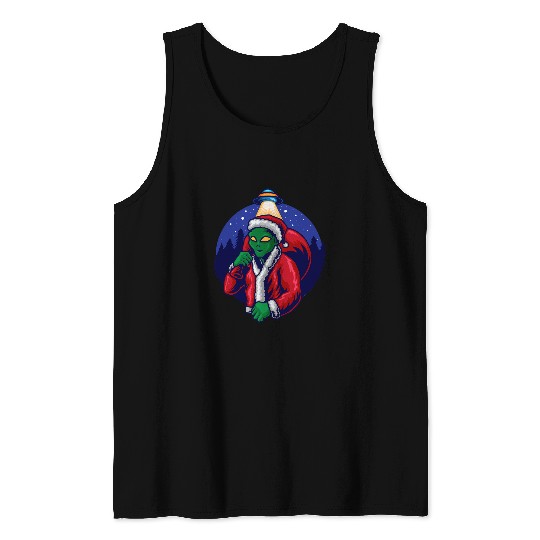 Aliens UFO Santa Claus UFO Team Santa Sleigh Magic Snowman Tank Tops