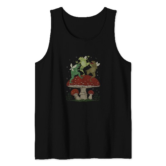 Frog Pet Fairy Grunge Fairycore Aesthetic Frog Dancing On Mushroom Tank Tops