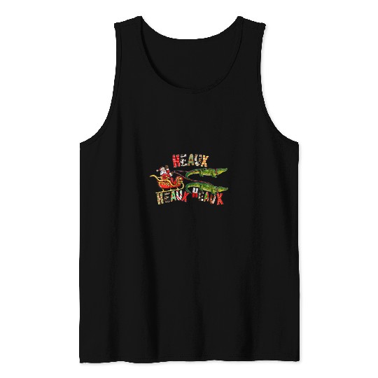 Alligator Pet Santa Alligator Heaux Heaux Heaux Louisiana Cajun Christmas 1 Tank Tops